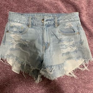 High rise denim shorts